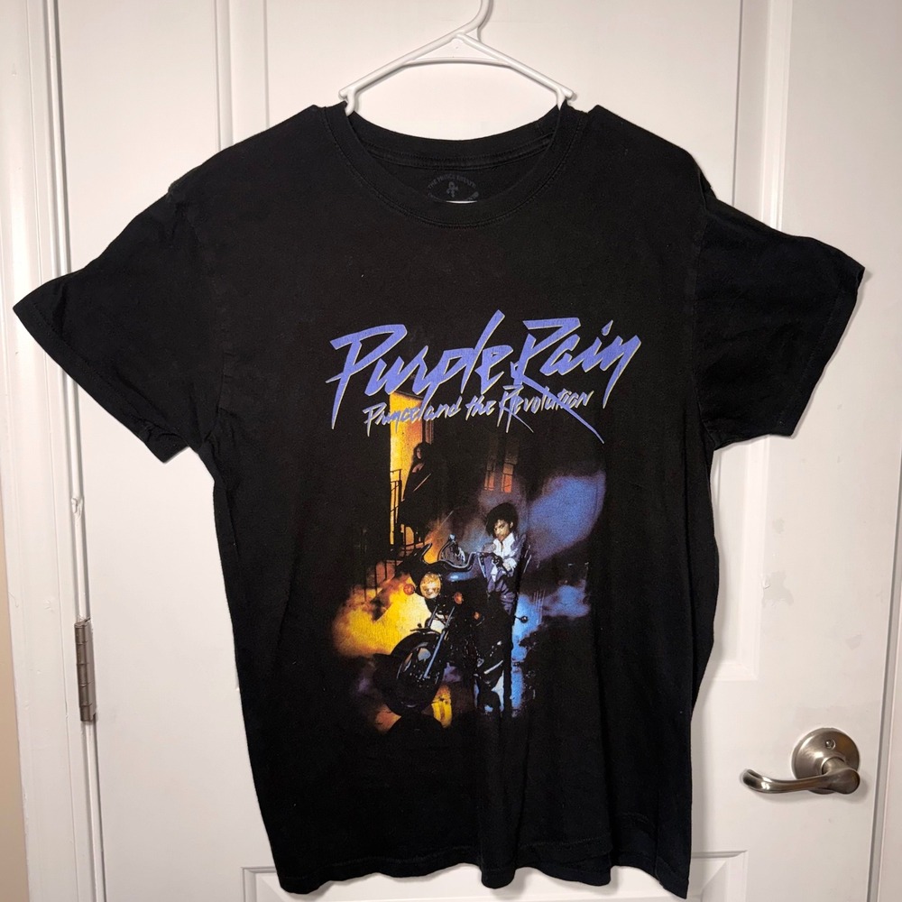 Prince Purple Rain Graphic T-Shirt Official Estate Movie Poster Black Large
